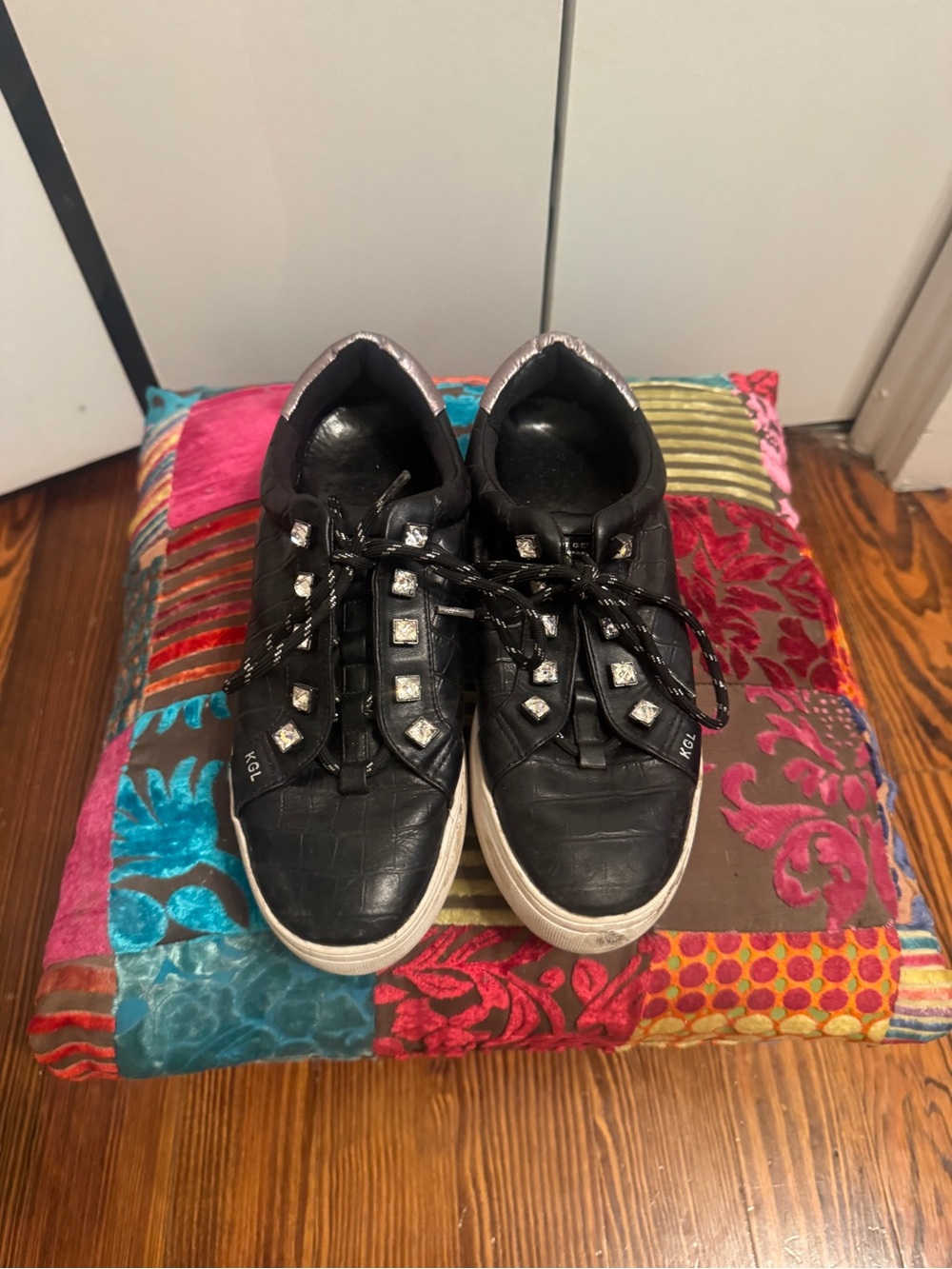 Kurt Geiger Black Sneakers with Silver Studs
